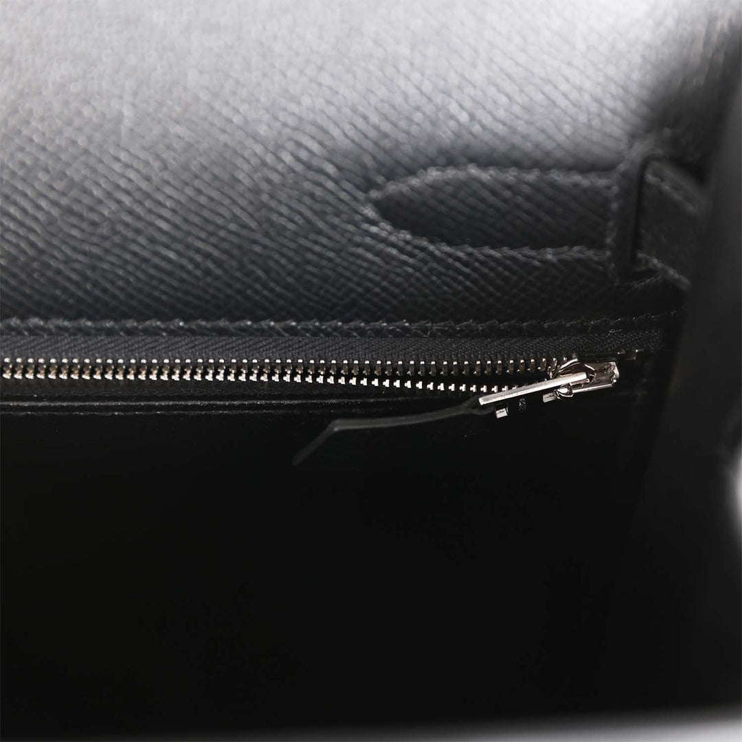 Top quality Hermes Kelly Sellier 32 Black Epsom Palladium Hardware