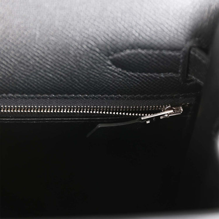 Top quality Hermes Kelly Sellier 32 Black Epsom Palladium Hardware