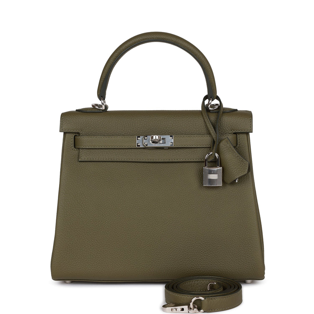 Top quality Hermes Kelly Retourne 25 Vert Veronese Togo Palladium Hardware