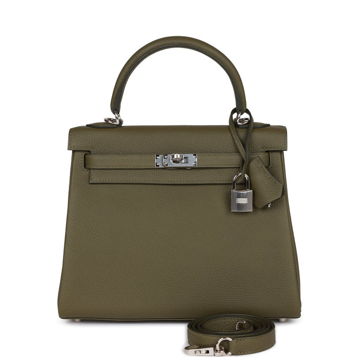 Top quality Hermes Kelly Retourne 25 Vert Veronese Togo Palladium Hardware