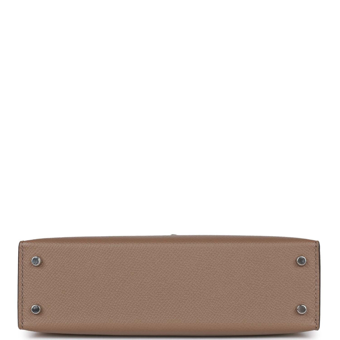 Hermes Kelly 20 Sellier Tricolor Etoupe, Alezan and Biscuit Epsom Palladium Hardware