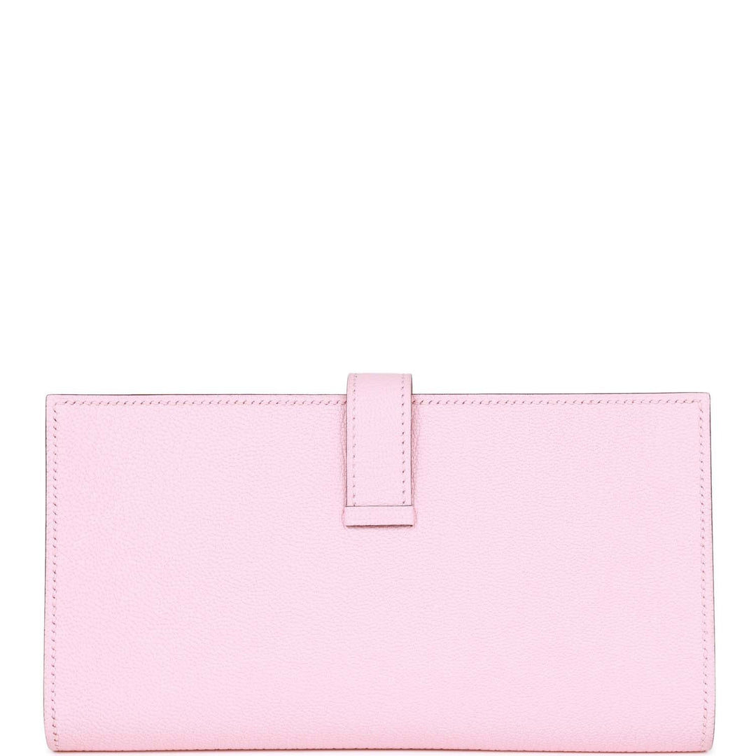 Top quality Hermes Bearn Gusset Wallet Rose Sakura Chevre Palladium Hardware