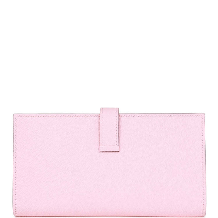 Top quality Hermes Bearn Gusset Wallet Rose Sakura Chevre Palladium Hardware