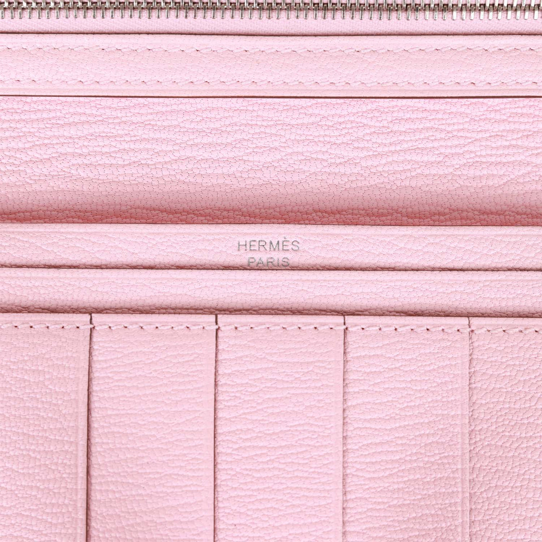 Top quality Hermes Bearn Gusset Wallet Rose Sakura Chevre Palladium Hardware