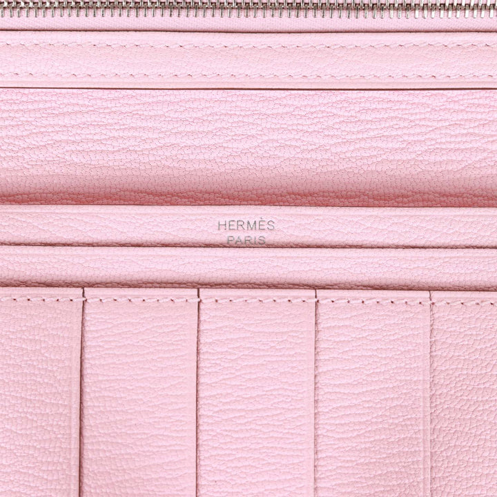 Top quality Hermes Bearn Gusset Wallet Rose Sakura Chevre Palladium Hardware