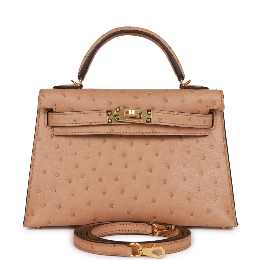 Top quality Hermes Kelly Sellier 20 Chai Ostrich Gold Hardware