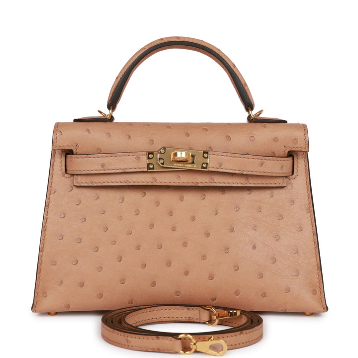 Top quality Hermes Kelly Sellier 20 Chai Ostrich Gold Hardware