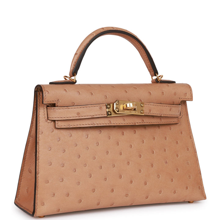 Top quality Hermes Kelly Sellier 20 Chai Ostrich Gold Hardware