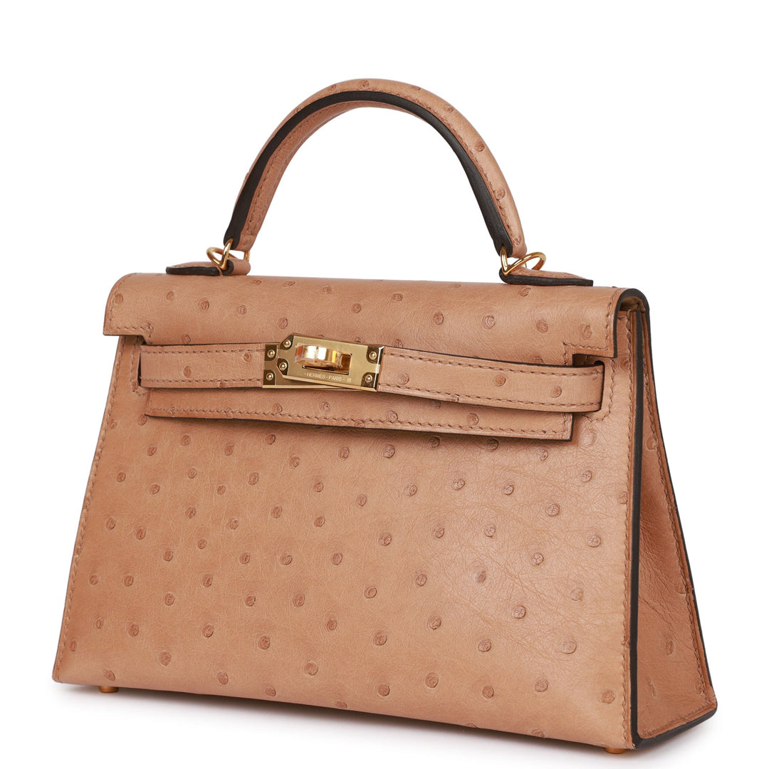 Top quality Hermes Kelly Sellier 20 Chai Ostrich Gold Hardware