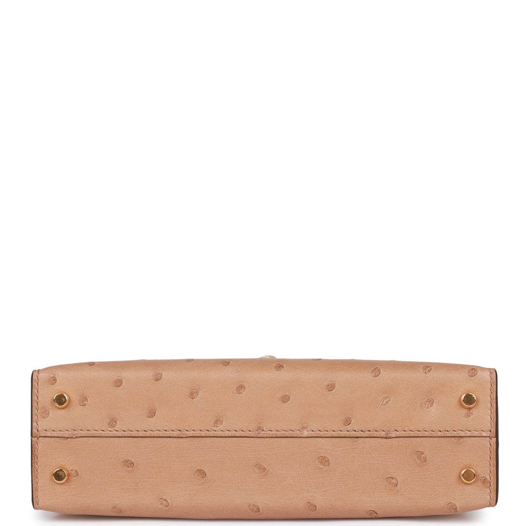 Top quality Hermes Kelly Sellier 20 Chai Ostrich Gold Hardware
