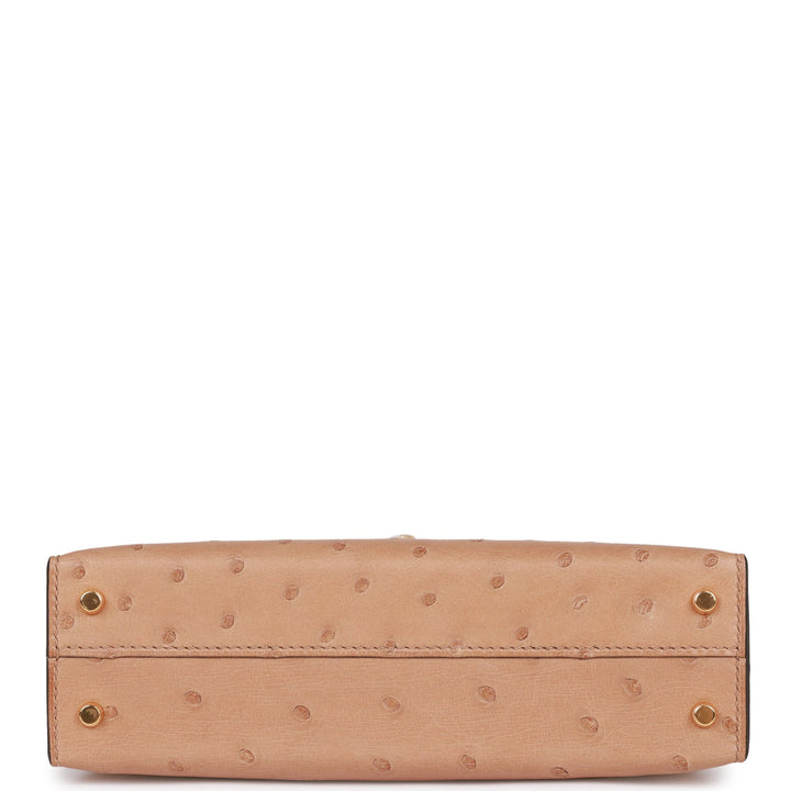 Top quality Hermes Kelly Sellier 20 Chai Ostrich Gold Hardware