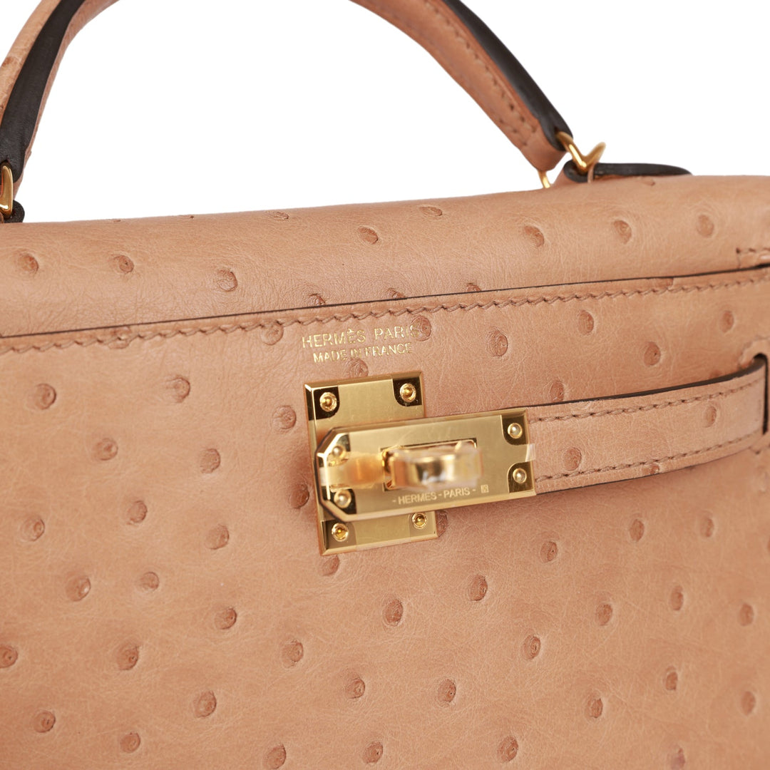Top quality Hermes Kelly Sellier 20 Chai Ostrich Gold Hardware