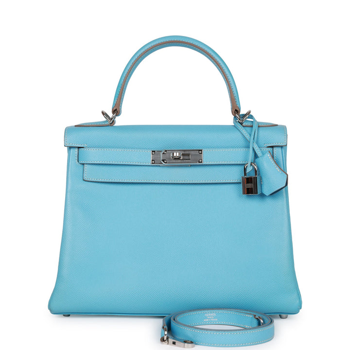 Top quality Hermes Kelly Retourne 28 Celeste Candy Epsom Palladium Hardware