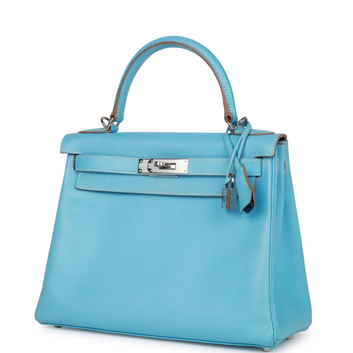 Top quality Hermes Kelly Retourne 28 Celeste Candy Epsom Palladium Hardware