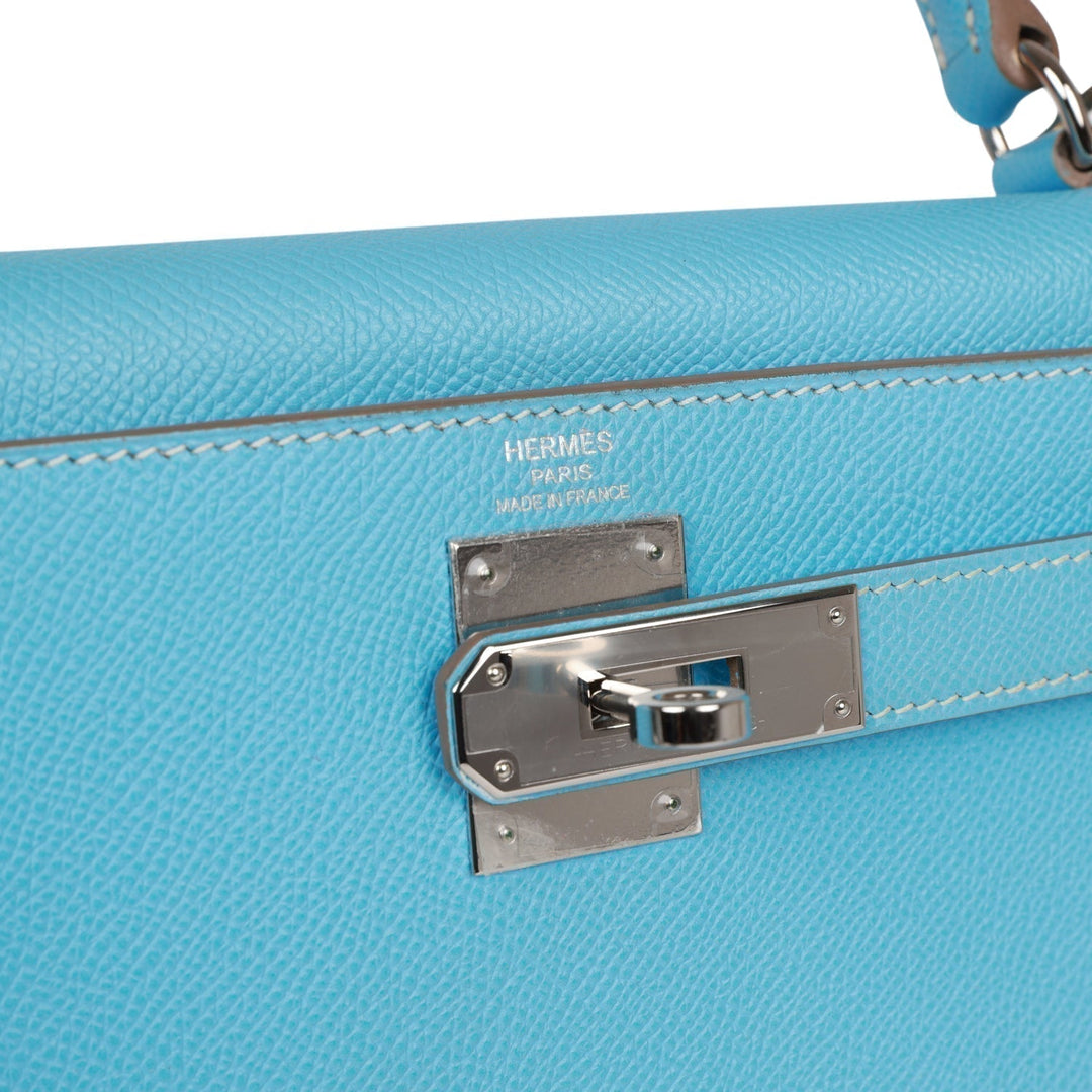 Top quality Hermes Kelly Retourne 28 Celeste Candy Epsom Palladium Hardware