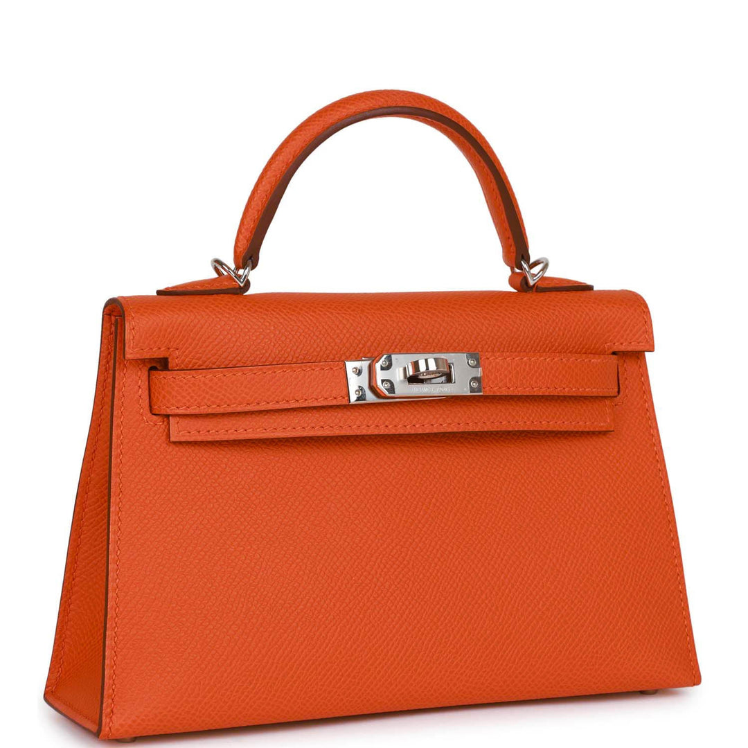 Hermes Kelly 20 Sellier Orange Epsom Palladium Hardware