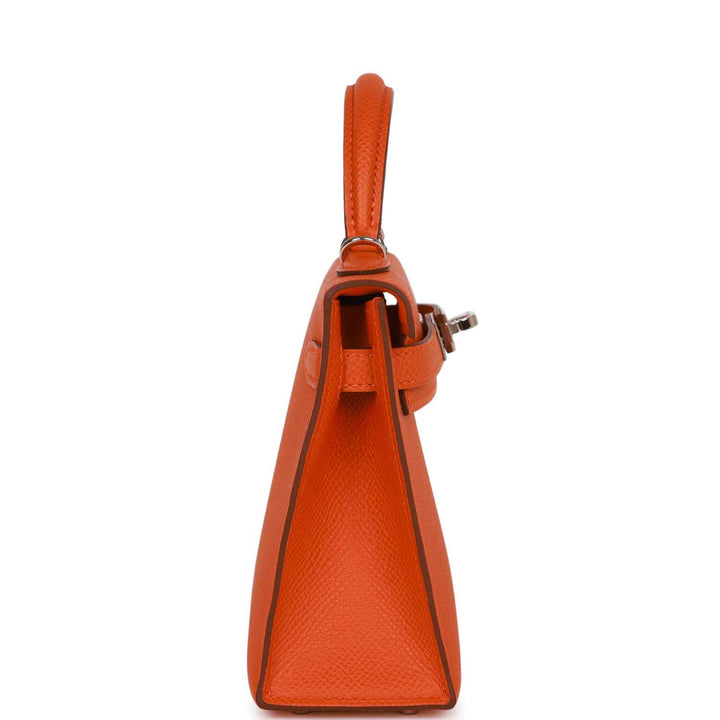 Hermes Kelly 20 Sellier Orange Epsom Palladium Hardware