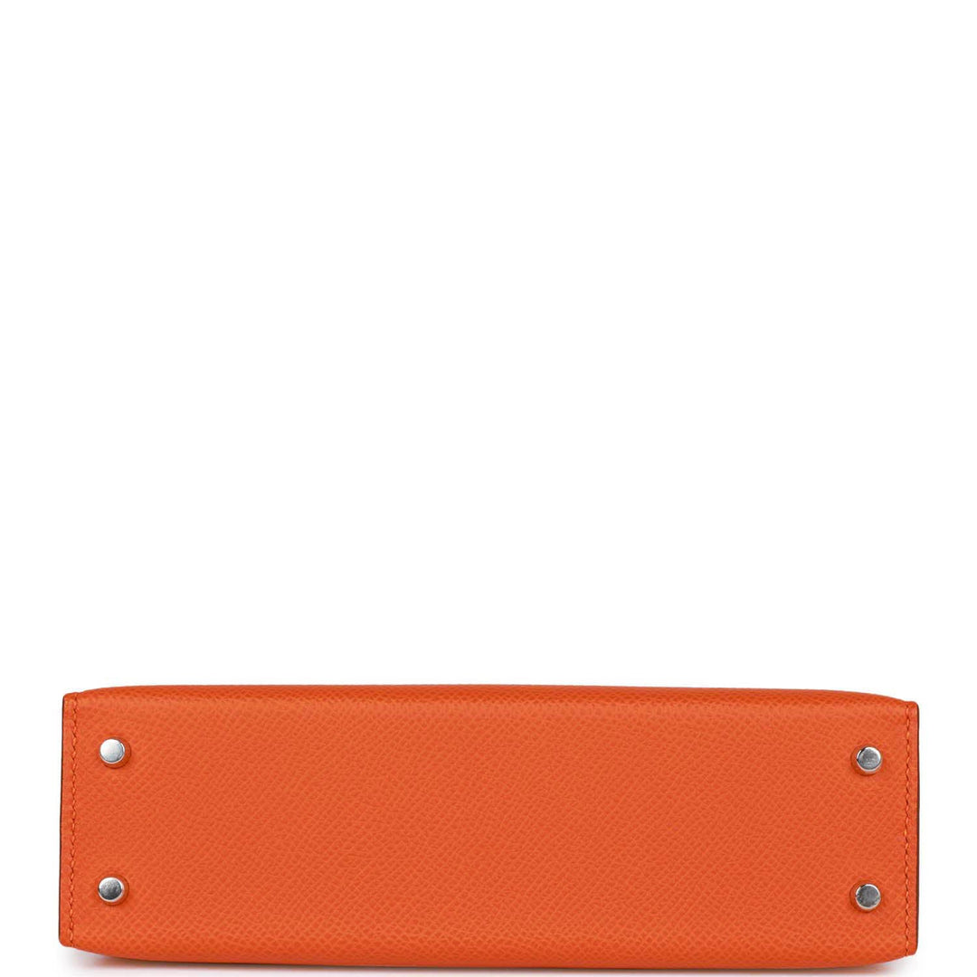 Hermes Kelly 20 Sellier Orange Epsom Palladium Hardware