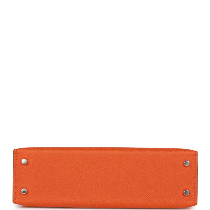 Hermes Kelly 20 Sellier Orange Epsom Palladium Hardware