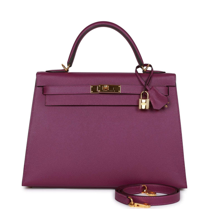 Top quality Hermes Kelly Sellier 32 Anemone Epsom Gold Hardware