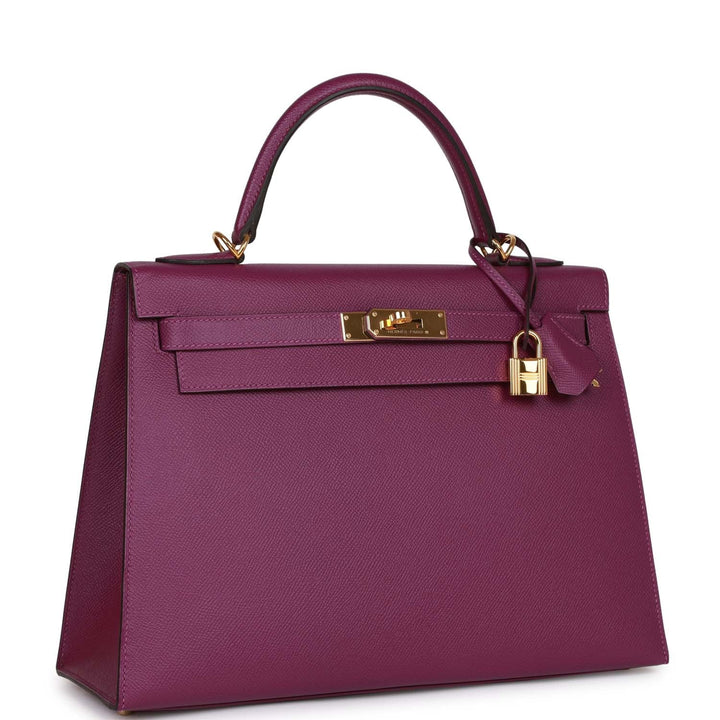 Top quality Hermes Kelly Sellier 32 Anemone Epsom Gold Hardware
