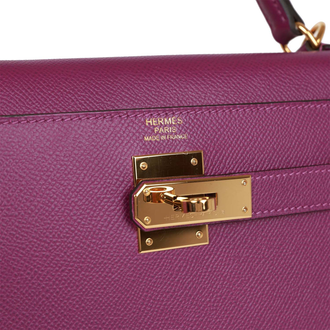 Top quality Hermes Kelly Sellier 32 Anemone Epsom Gold Hardware