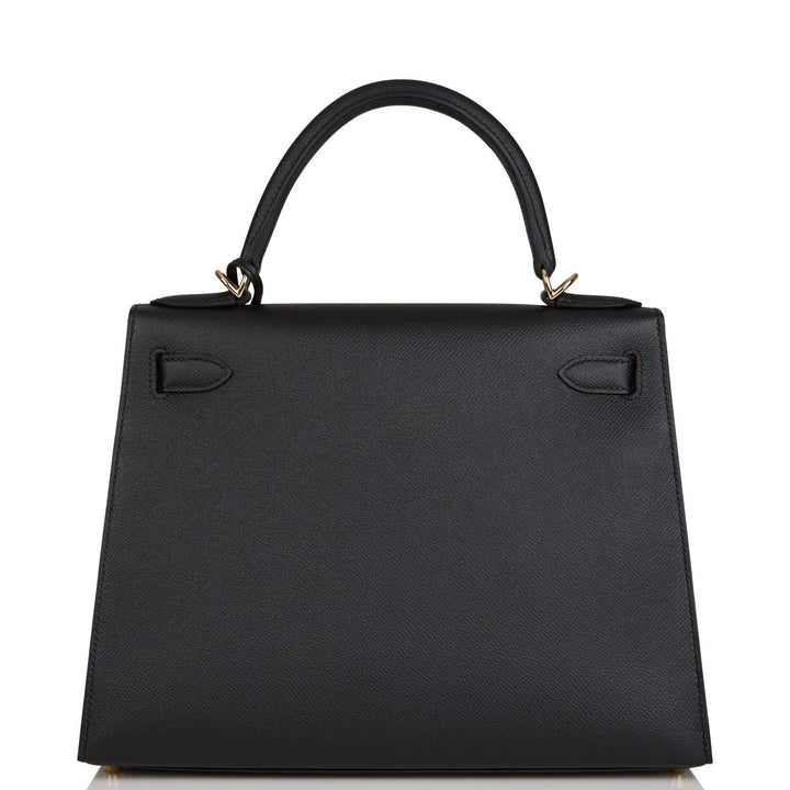 Hermes Special Order (HSS) Kelly Sellier 28 Black Verso Epsom Permabrass Hardware