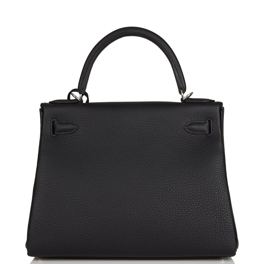 Hermes Kelly 28 Retourne Black Togo Palladium Hardware