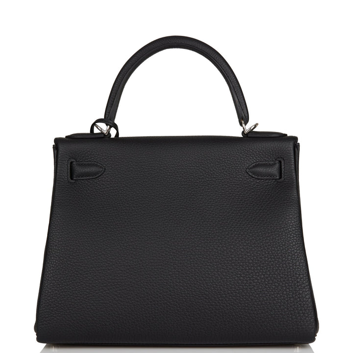 Hermes Kelly 28 Retourne Black Togo Palladium Hardware