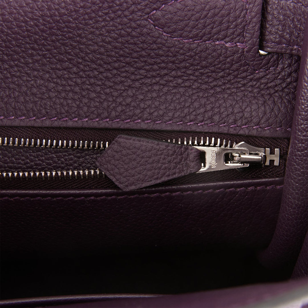 Hermes Kelly 28 Retourne Raisin Togo and Prunoir Alligator Touch Palladium Hardware