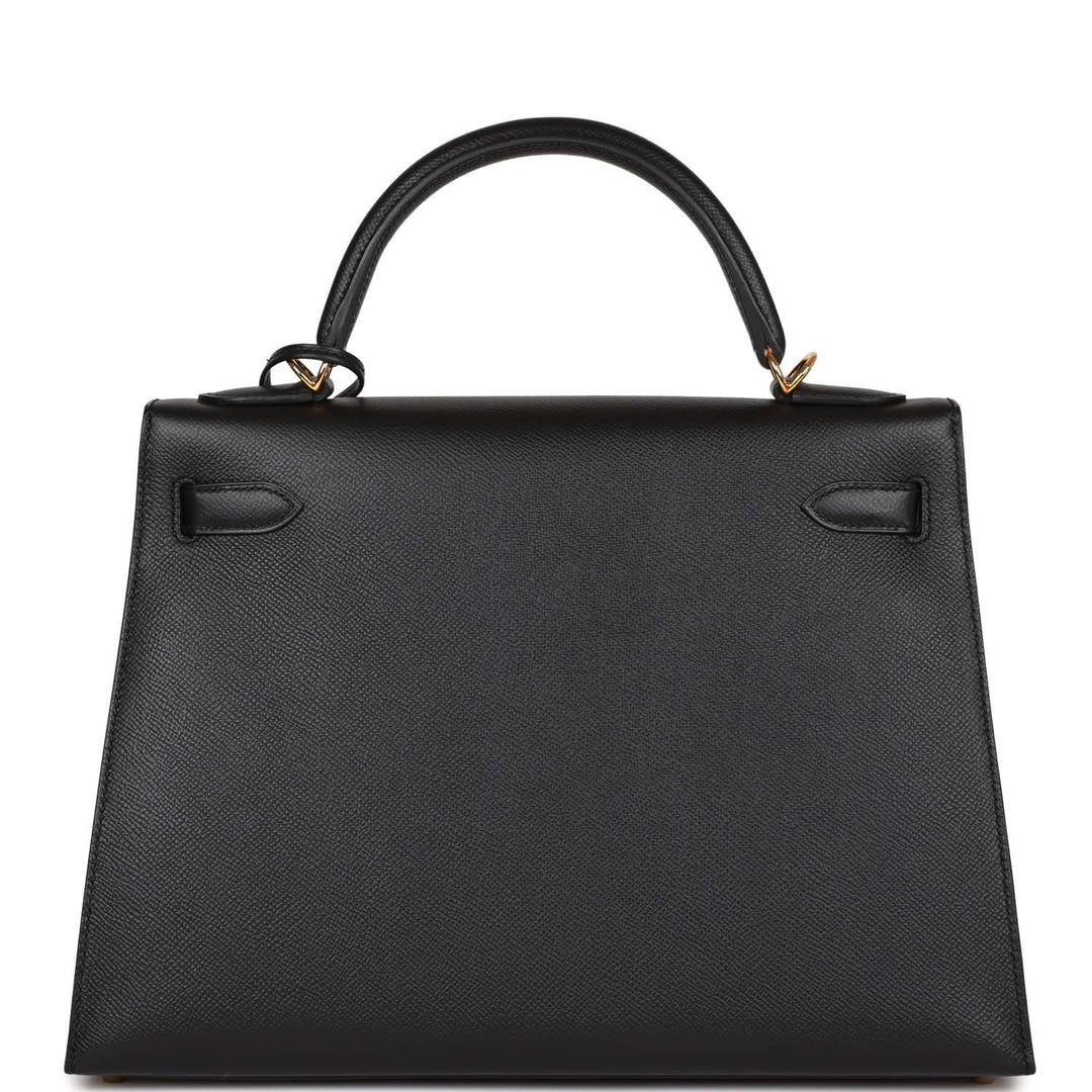 Hermes Kelly 32 Sellier Black Epsom Gold Hardware