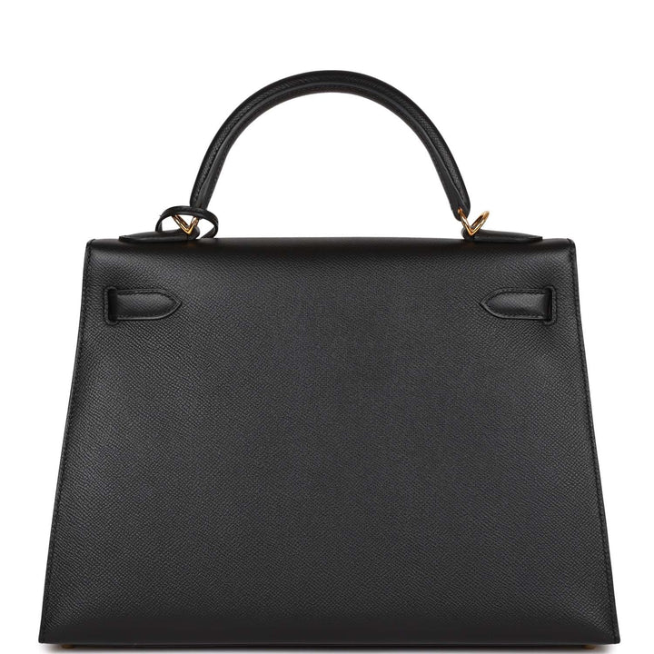 Hermes Kelly 32 Sellier Black Epsom Gold Hardware