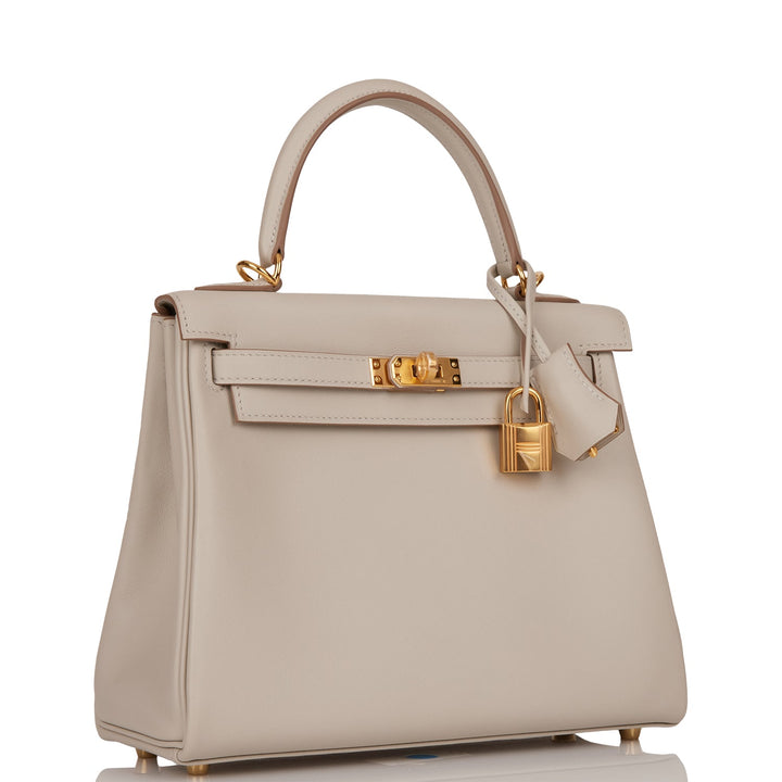 Hermes Kelly 25 Retourne Gris Perle Swift Gold Hardware