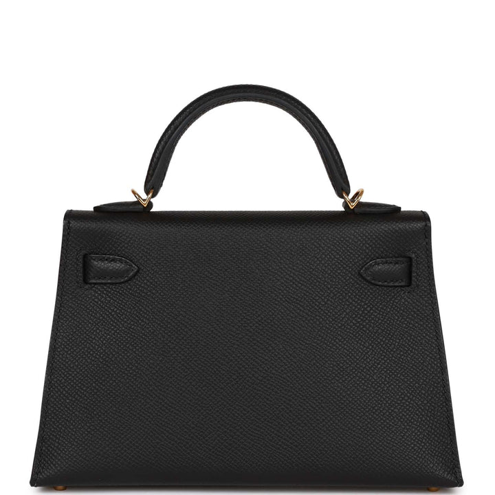 Hermes Kelly 20 Sellier Black Epsom Gold Hardware