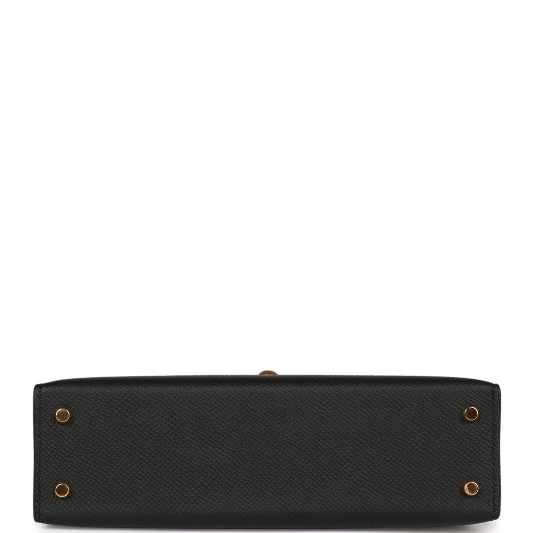 Hermes Kelly 20 Sellier Black Epsom Gold Hardware