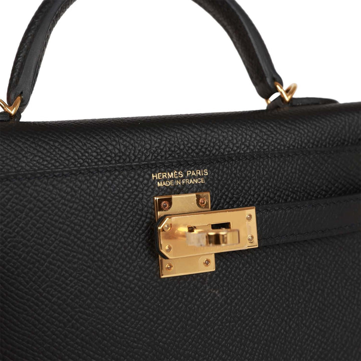 Hermes Kelly 20 Sellier Black Epsom Gold Hardware