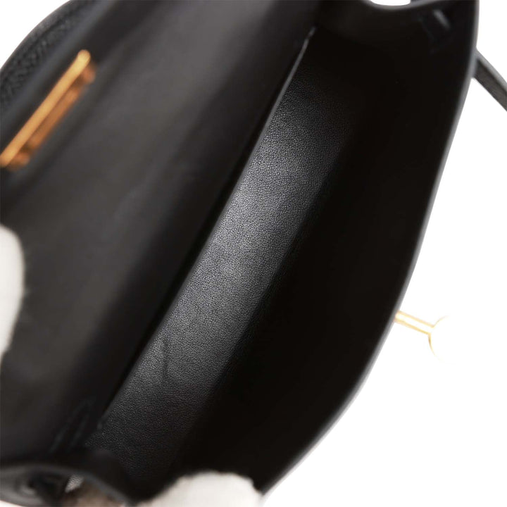 Hermes Kelly 20 Sellier Black Epsom Gold Hardware