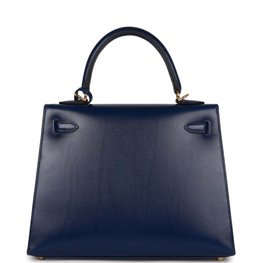 Top quality Hermes Kelly Sellier 25 Bleu Saphir Box Gold Hardware