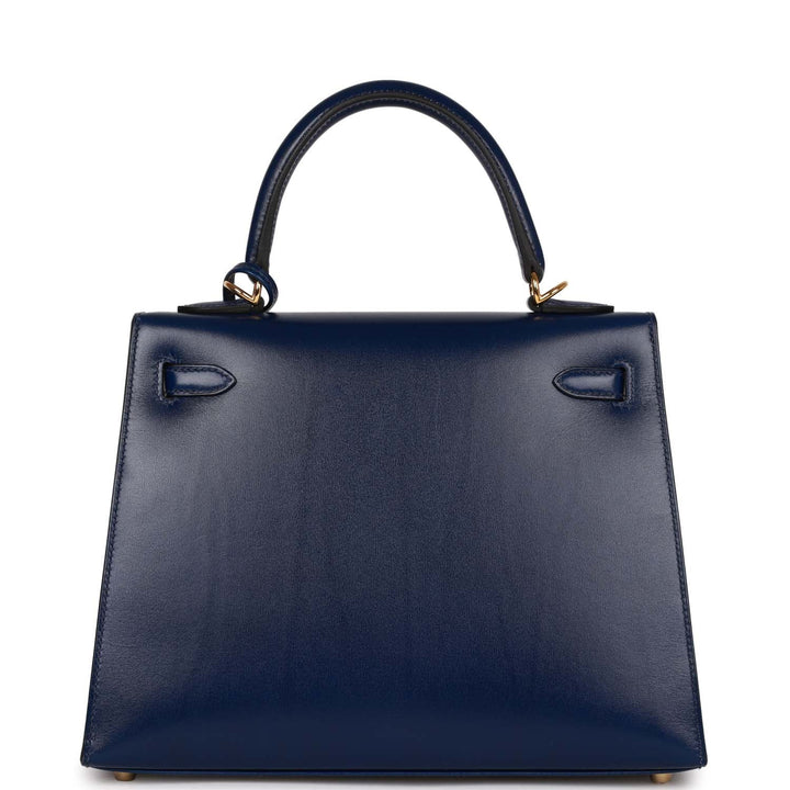 Top quality Hermes Kelly Sellier 25 Bleu Saphir Box Gold Hardware