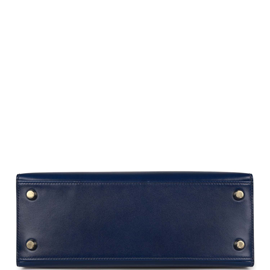 Top quality Hermes Kelly Sellier 25 Bleu Saphir Box Gold Hardware