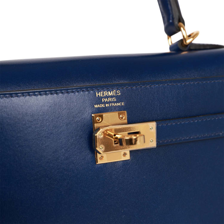 Top quality Hermes Kelly Sellier 25 Bleu Saphir Box Gold Hardware