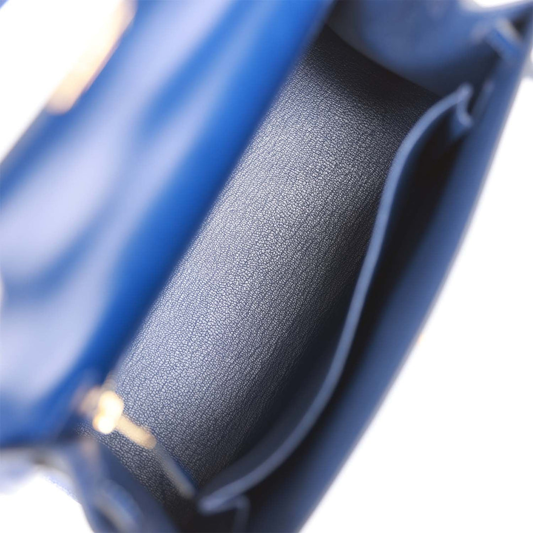 Top quality Hermes Kelly Sellier 25 Bleu Saphir Box Gold Hardware