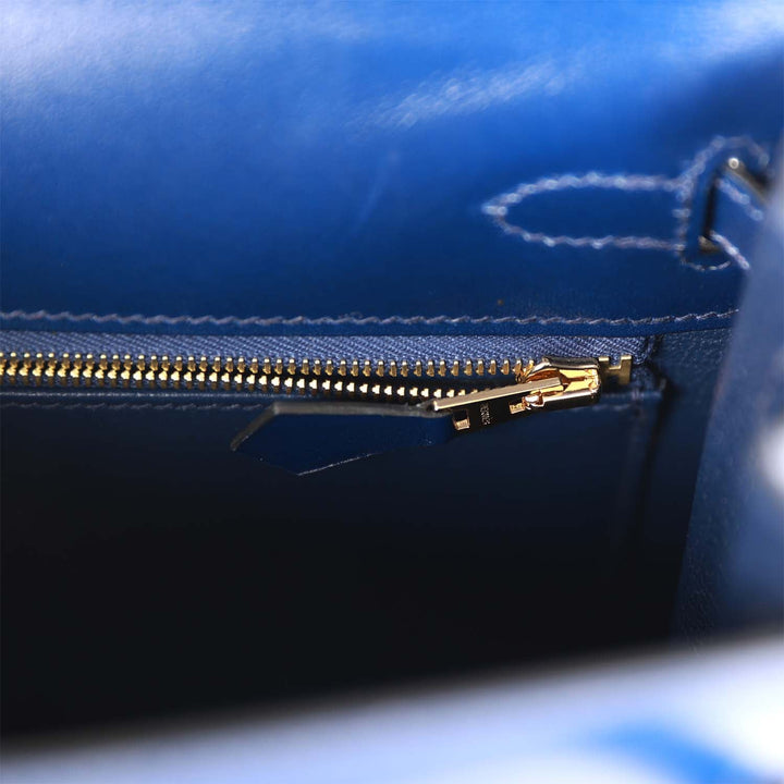 Top quality Hermes Kelly Sellier 25 Bleu Saphir Box Gold Hardware