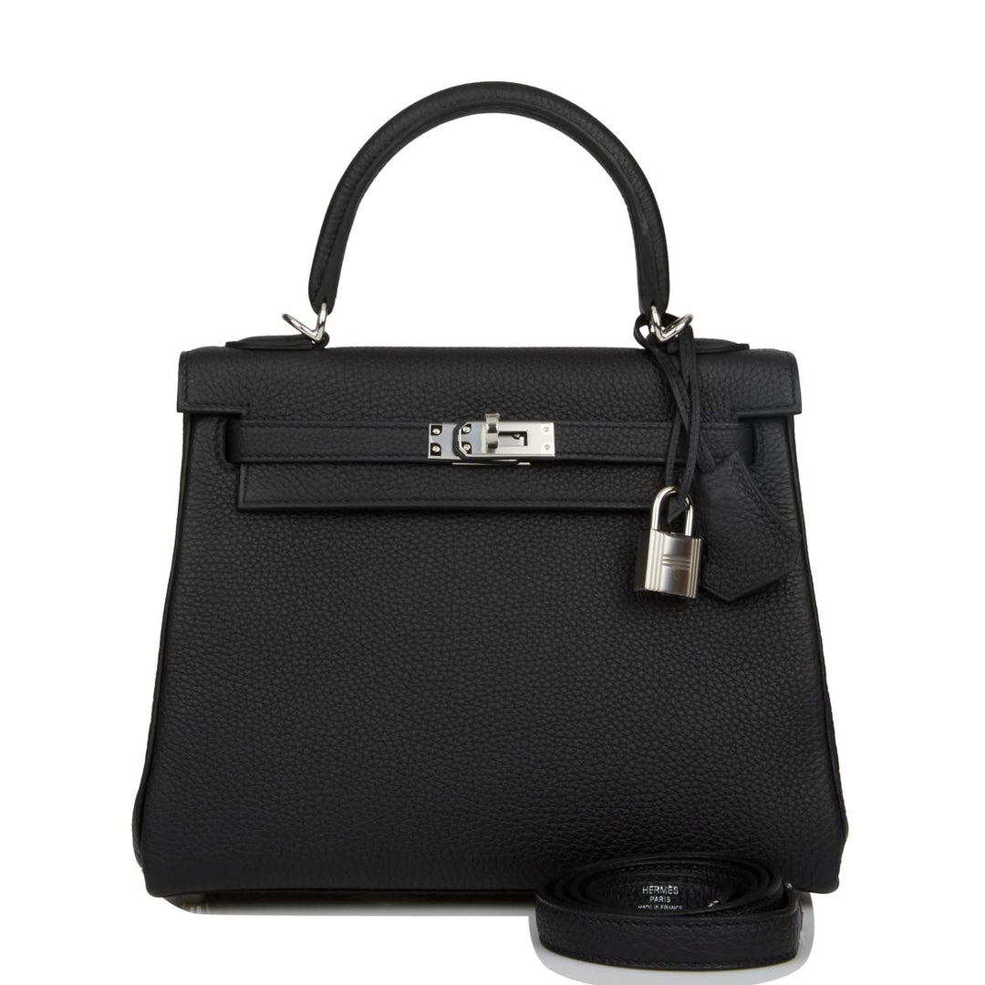 Top quality Hermes Kelly Retourne 25 Black Togo Palladium Hardware