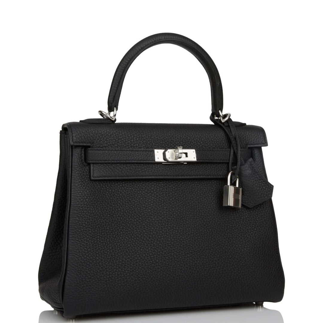 Top quality Hermes Kelly Retourne 25 Black Togo Palladium Hardware