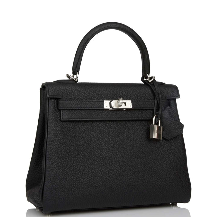 Top quality Hermes Kelly Retourne 25 Black Togo Palladium Hardware