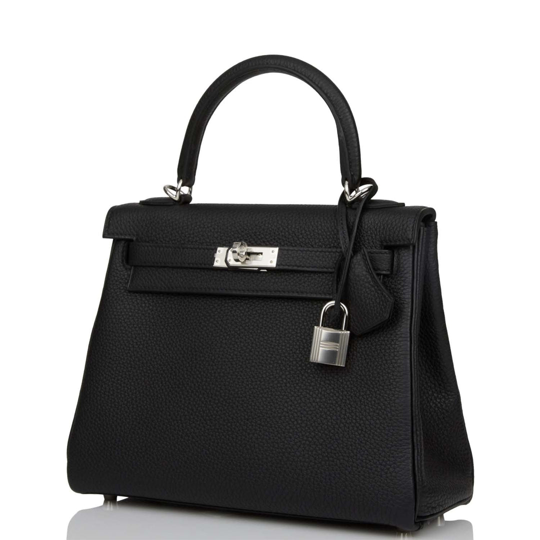 Top quality Hermes Kelly Retourne 25 Black Togo Palladium Hardware
