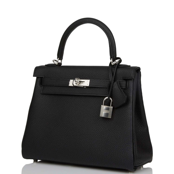 Top quality Hermes Kelly Retourne 25 Black Togo Palladium Hardware