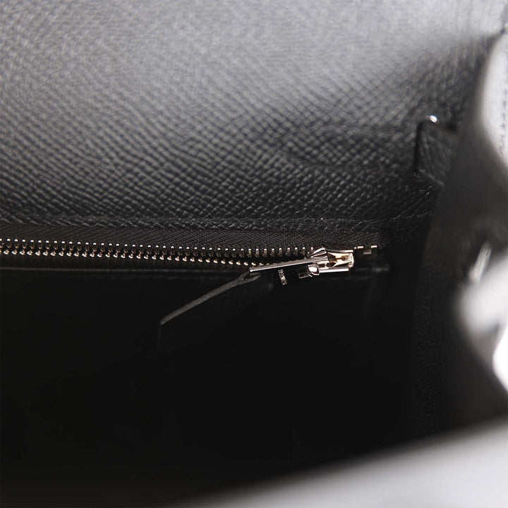 Hermes Kelly 25 Sellier Black Epsom Palladium Hardware