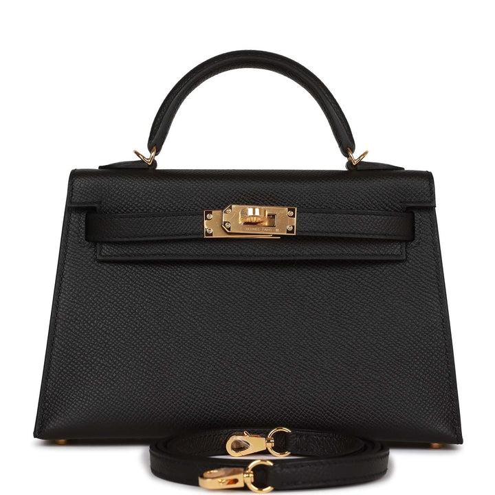 Hermes Kelly 20 Sellier Black Epsom Gold Hardware